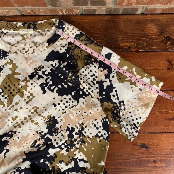 Rag & Bone Chester 100% Silk Camo Large Women's USA Oversized T-Shirt Dress EUC - Picture 10 of 13